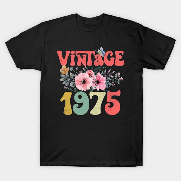 Vintage 1975 Floral Retro Groovy 48th Birthday T-Shirt by Kens Shop